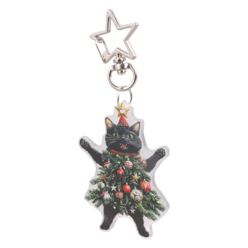 Christmas Tree Shape Key Holder Acrylic-SCY418 Silver Star B