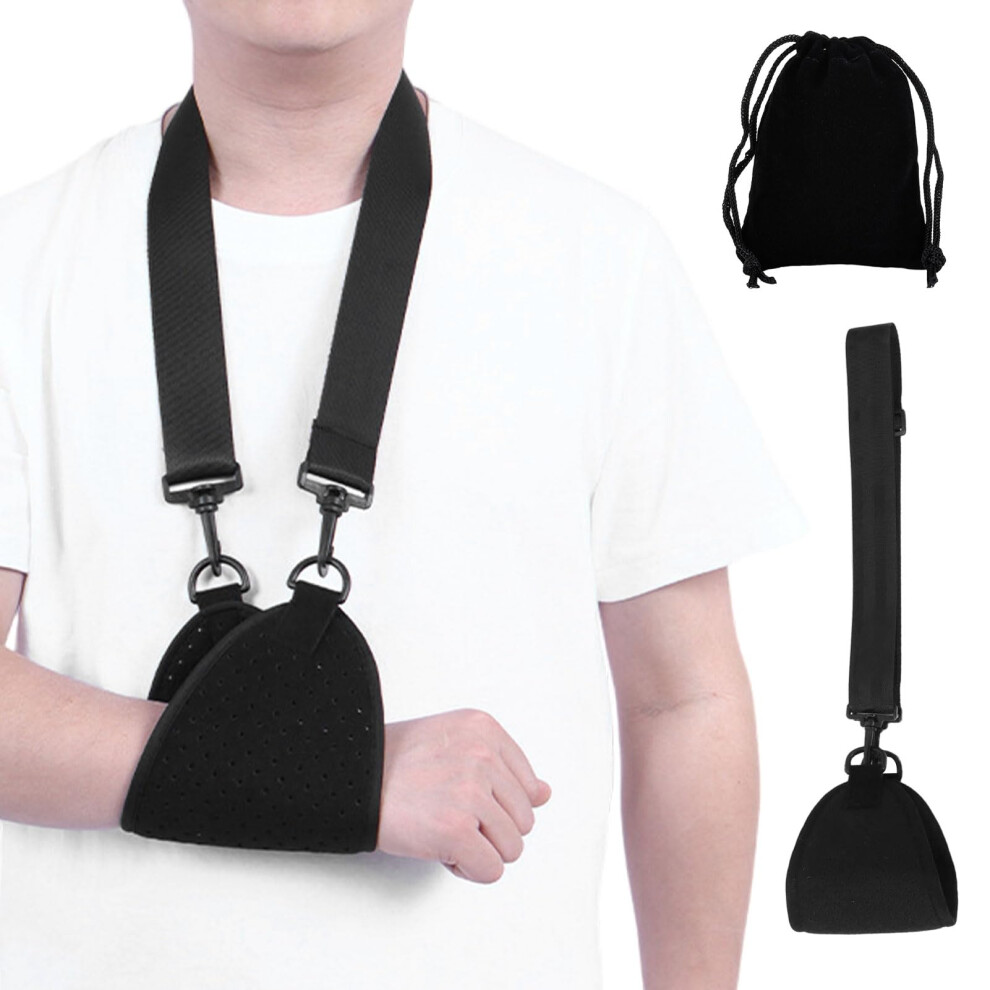 Black Arm Sling For Shoulder Injury Adjustable Breathable Support Storage Bag For Wrist Injury Elbow Shoulder Fracture