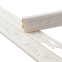 2 pieces of foam stickers, 3D pattern, 5mm thick, selfadhesive, waterproof, for baseboard, corner, waistline (White)