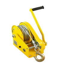 Chain hoist with lever, selflocking, manual hand winch with wire rope (1800lbs, 10m).