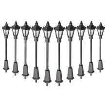 LED street light set for H0 00, model railway, train, 10 pieces, 3V, 65–70 mm