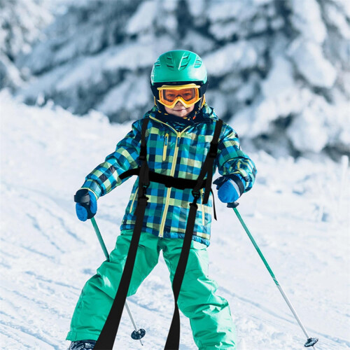 Kids Ski Harness For Beginners, Adjustable, Black With Handle, Removable Leash, Ski Tractions Rope 1