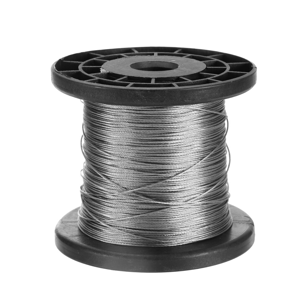 304 Stainless Steel Wire Rope 0.8Mm 183M 7X7 Strands Core Aircraft Wire With Spool For Construction Outdoor Marine Rigging Patio Railing 9365049915267