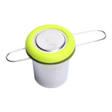 Passoire à thé avec couvercle, panier filtrant en acier-Vert