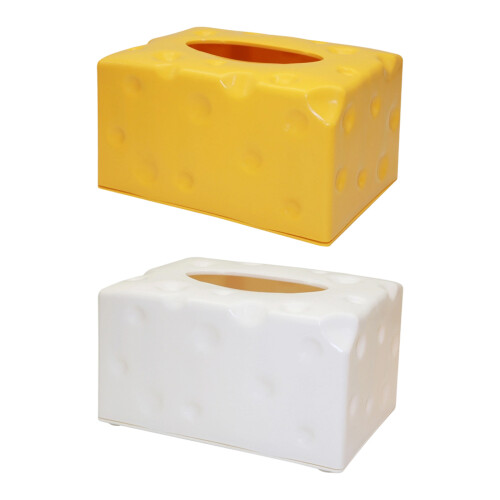 Speelse gele kaasvorm-tissuecontainer, praktische-Wit 1