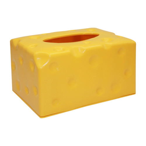 Cheese Shaped Recyclable Plastic Tissue Holder Box For-Yellow