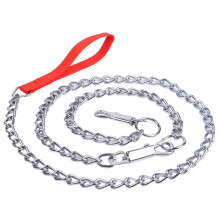 Metal Dog Chain 4ft/5.6ft Tie Out Cable for Camping, Hiking, Parks - Red with Iron Collar, 4mm x 120cm Durable Dog Runner