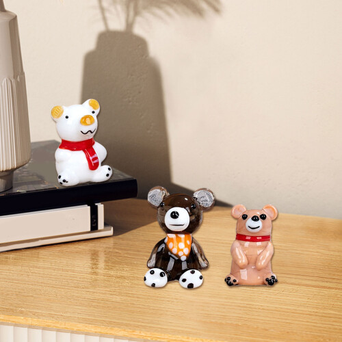 Figurines d'ours faites à la main, verre d'art de-Blanc 2