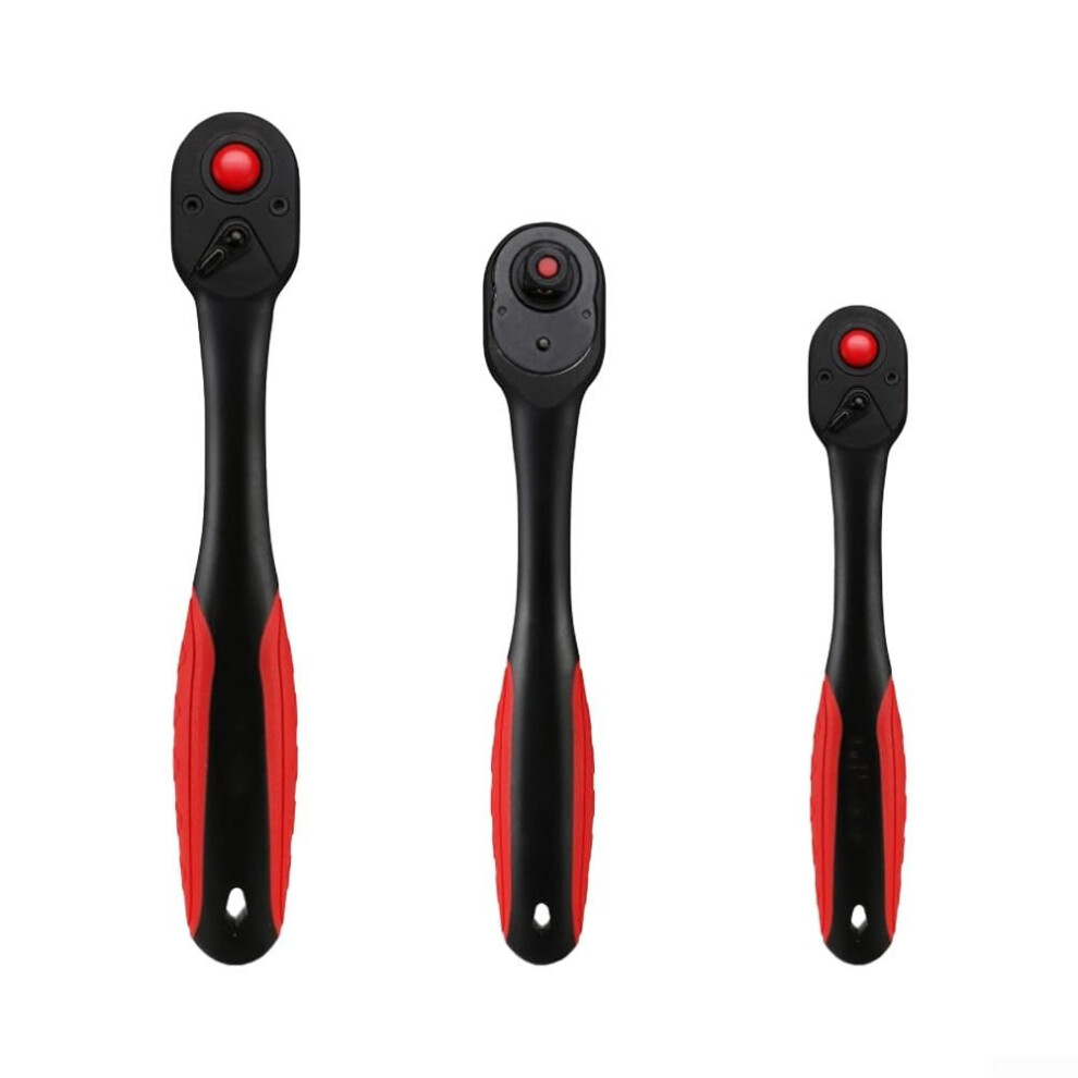 3Piece Quickrelease Ratchet Wrench Set, 72 Teeth, With Reversible Drive For Improved Efficiency, 3Piece 3 Pcs. 9365049915564