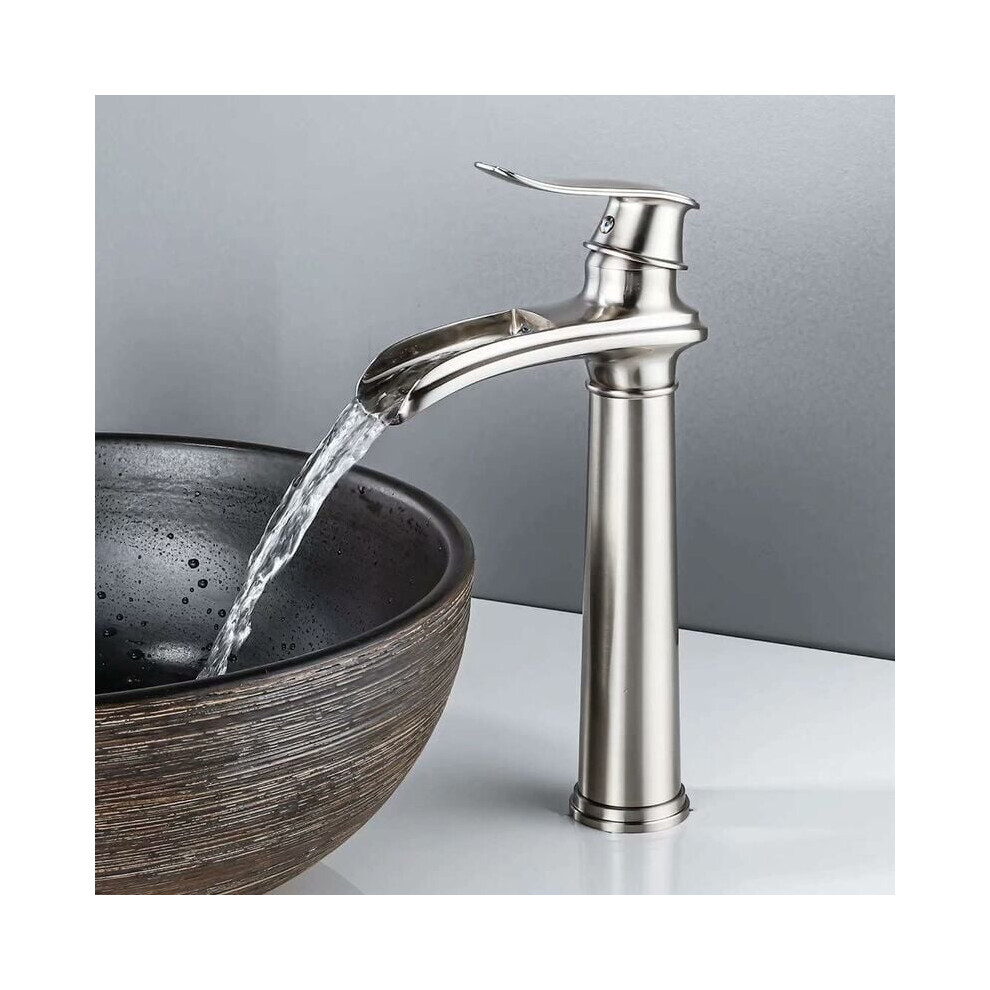 Antique Vessel Sink Faucet, Effortless Control Single Hole Bathroom Faucet, Matte Brass Single Handle Vanity Faucet With Gentle Waterfall Flow 9148971529098
