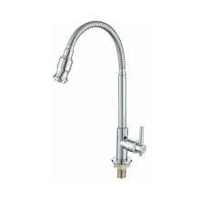 Contemporary Modern Style Copper Deck Mount Faucet, Flexible Pull Out Kitchen Faucet With Replaceable Drip-Free Ceramic Disc Cartridge For Cold Water