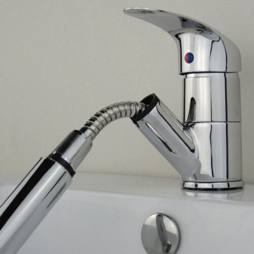 Solid Brass Pull-Out Kitchen Faucet, Hot and Cold Hoses Included for Versatile Use in Your Cooking Haven 1