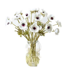 Artisanal Anemone Bouquet, No Fade Faux Silk Flowers for Elegant Wedding Decor, 10Pcs