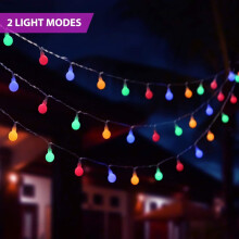 Ip65 Waterproof Fairy Lights, Battery Operated 50 Globe String Lights With Remote Control For Indoor Outdoor Use, Color Changing String Lights For