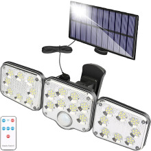 Solar Security Lights Outdoor Motion Sensor, 138 Super Bright LED Lamp Beads Produce Up To 2500Lm Brightness, Adjustable Heads And Easy Installation,
