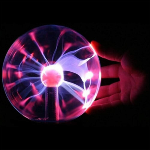 Interactive Light Show Magic Plasma Ball, Red 5 Inch Science Ball Creates Dynamic Visual Effects, Touch Sensitive Ion Sphere Lamp, Decorative For 1