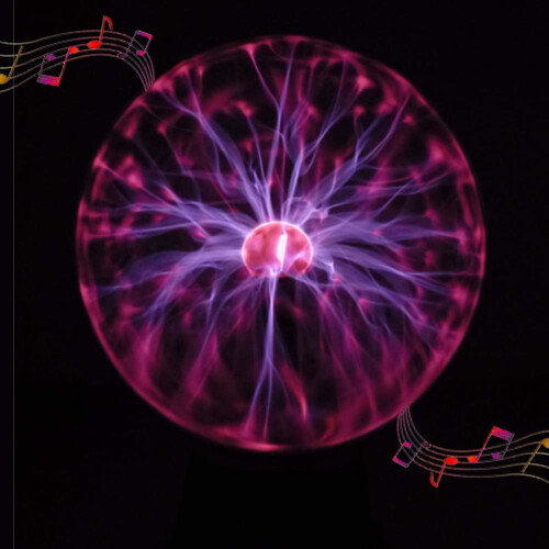 Interactive Light Show Magic Plasma Ball, Red 5 Inch Science Ball Creates Dynamic Visual Effects, Touch Sensitive Ion Sphere Lamp, Decorative For 2