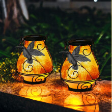 Lanternas solares, luminária de paisagem vintage em metal com velas sem chama que simulam o efeito de chama tremulante, luzes de querosene suspensas