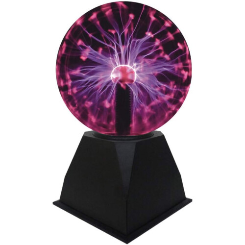 Interactive Light Show Magic Plasma Ball, Red 5 Inch Science Ball Creates Dynamic Visual Effects, Touch Sensitive Ion Sphere Lamp, Decorative For