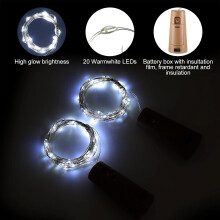 Creative Wine Bottle Fairy Lights, Universal Size Cork Switch Battery Operated, Cool White 20 LED Silver Wire, Weatherproof for Outdoor Decorations,
