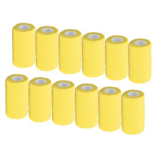 12 Stück Elastisches Latex-Bandagen zur Einwicklung für Kühe, Hunde, Pferde, 10 cm, Gelb