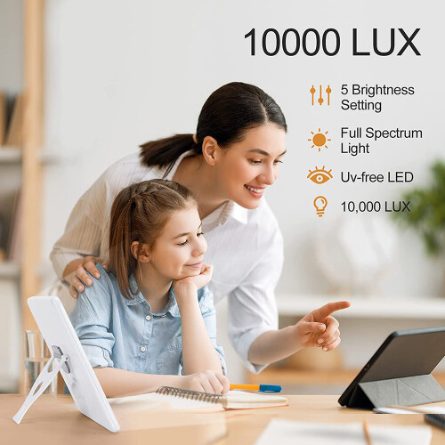 Poetic Light Therapy Lamp, Portable, 10000 Lux Intensity For Home/Office, Safe & Natural Light, Memory Function, Timer Setting With Adjustable 2