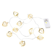 Romantic Heart Shape String Lights, Elegant Metal Geometric Design, Perfect for Wedding and Party Decoration, Warm Light Emitting Hollow Hearts,