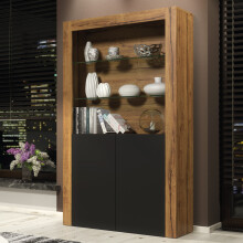 Display Cabinet 170cm Spectrum - Dark Oak & Black Matt Doors