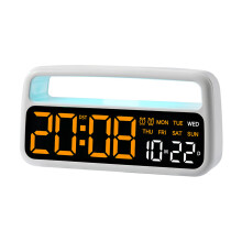 Réveil numérique pour chambre à coucher,-Coque blanche orange l