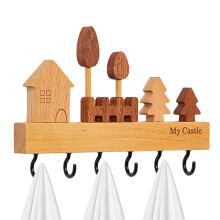 Wallmounted coat rack, key hooks towel hooks for the wall wall decoration coat hooks with 6 hooks for lobby, bedroom, black.