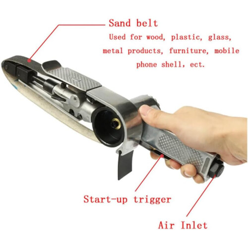 3/8Inch Air Belt Sander, Angle Grinding Sanding Machine, Includes Sanding Belts, Compatible With Air Compressor 2