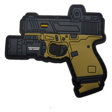 3D Tactical Hook & Loop Patch Cartoon Weapon Badge P00202-1 Yellow, Embroidered Fabric, Military Style, 3x2 Inches