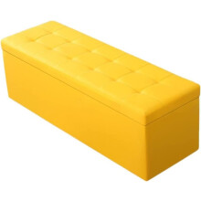 Ottoman Storage Stool Box Leather Upholstered Cube Pouf Footstool Solid Wood Beige 40x40x40cm Yellow 110x40x40cm