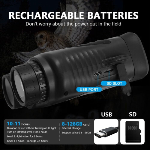 Easytouse night vision device with an intuitive control interface for all users, black. 2