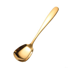 Gold Square Head Stainless Steel Spoon Long Handle Flat Bottom Rice Spoons Soup Spoons Ice Cream Spoons Dinner Spoon