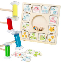 Wooden Brain Teaser Puzzles, Learning Activity with 96 Cards 3 Dice 4 Suction Sticks