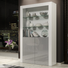 Display Cabinet 170cm Spectrum - White & Grey Gloss Doors