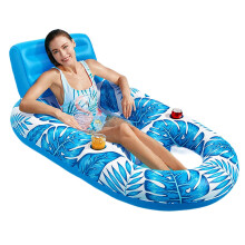 Pool Swimmer, Pool Float Lounger, Inflatable Maple Leaf, MultiPurpose, Compact, For Vacation, Tanning Outdoors, Lakeside, Blue