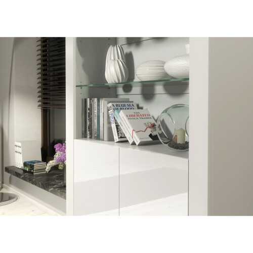 Display Cabinet 170cm Spectrum - White with Gloss Doors 2