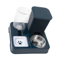 Pet Food Water Dispenser 2In1 Stainless Steel Elevating Design NonSlip Waterer Bowl For Cats And Dogs Dark Blue