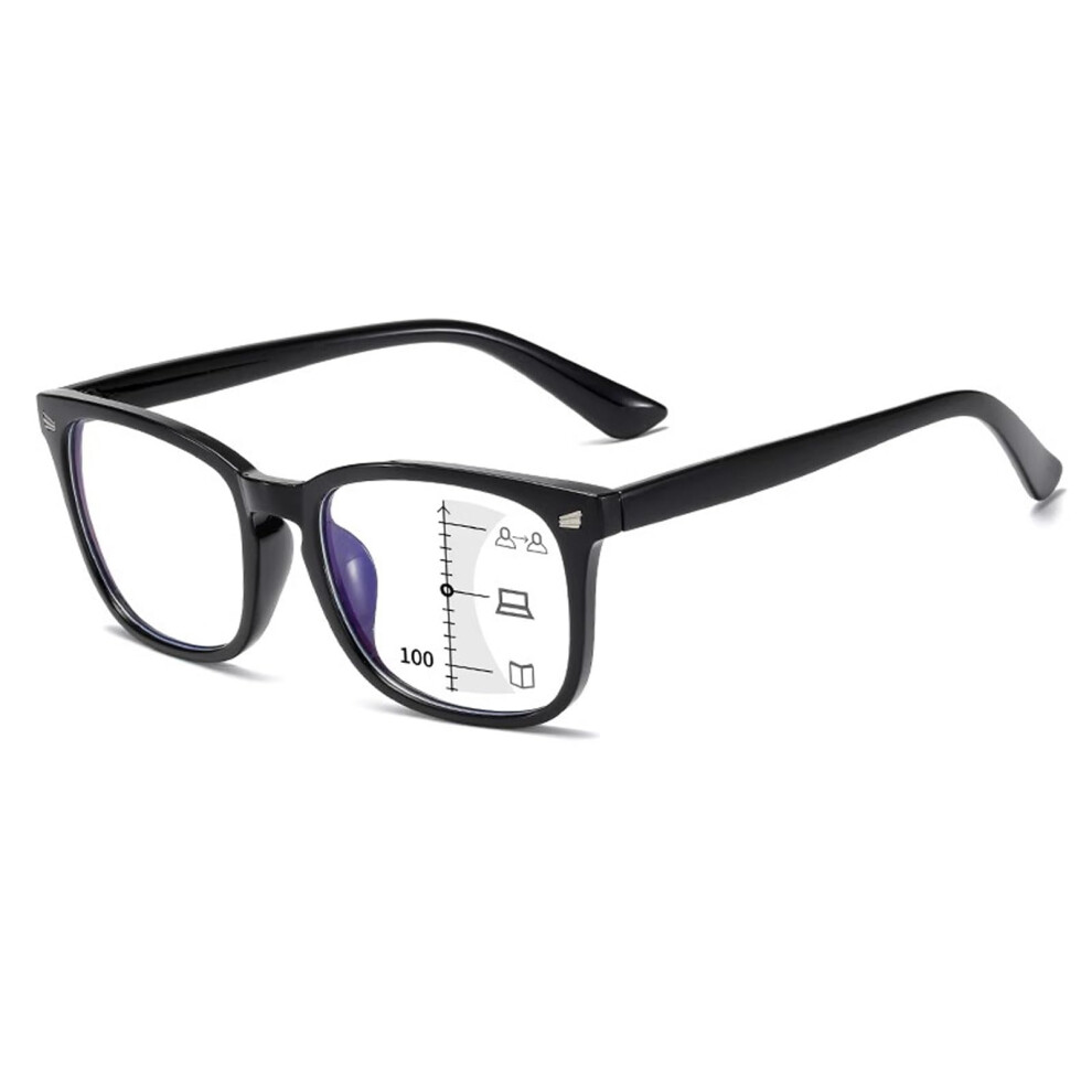 Black/Blue/Light Progressive Multifocus Reading Glasses Unisex Blocking Anti Glare 3.0X