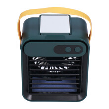 Stille bureauventilator met ijswaterverneveling, oplaadbare mini-airconditioner met drie snelheidsstanden en compact ontwerp.