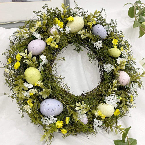 Adorable Easter Egg Wreath, No Maintenance Required, Perfect For Easter Or Spring Decoration, Artificial Easter Decorations That Bring Joy And Cheer T 2