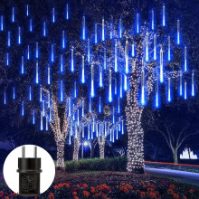 Guirnaldas de luces tipo carámbano para decoración exterior, efecto lluvia de meteoritos, alto brillo, resistentes al agua, ideales para Navidad,