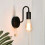 Wabi Sabi Ξύλινο Φωτιστικό Τοίχου, Βιομηχανικό Απλίκα Τοίχου με Σύρσιμο Διακόπτη, 3