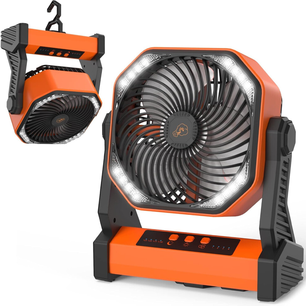 Adventurer's Dream: Battery Operated Fan With Misting Function And Led 20000Mah Rechargeable For Extended Outdoor Adventures (Brushless Motor Light 9173940272385