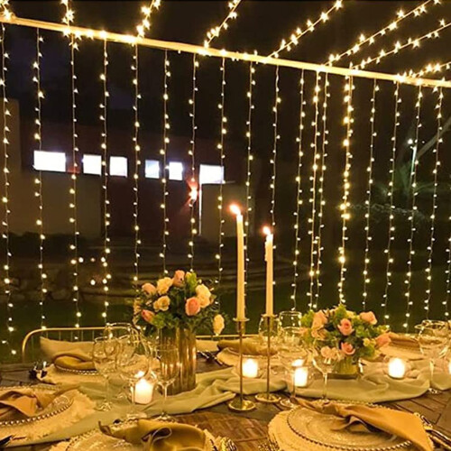 Curtain String Light, Solar Powered 300 LED Brilliant String Lights for Crafting Warm Ambiance, Multiple Lighting Modes and Easy Touch Controller for