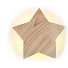 Creative Design Star Shaped Lamp With Unfinished Plywood, Modern Creativity Wall Sconce For Bedrooms And Stairs, Solid Wood Lamp Body With Led Light