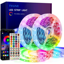 Fjernstyrte LED-stripelys for romfester, tidsinnstilling med appkontroll, smarte LED-stripelys med musikksynkronisering, RGB LED-stripebelysning 16