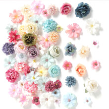 80Pcs Artificial Flower Heads 25-43mm Realistic-Pink Green